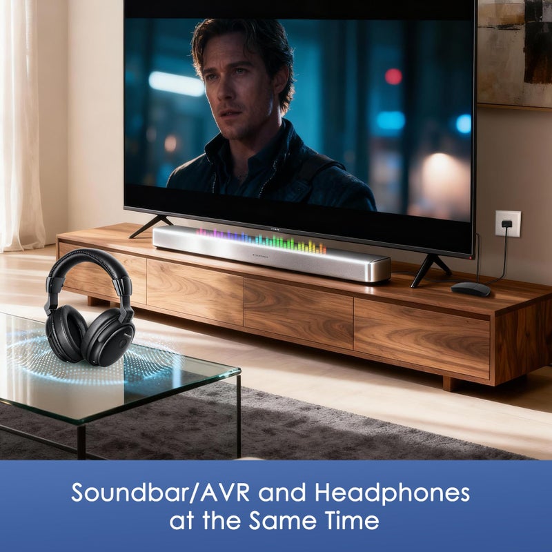 SIMOLIO Wireless TV Headphones with Clear Dialog Mode, Enhanced Voice & Spare Battery for Seniors & Hard of Hearing, L/R Balance Volume Control, No Audio Lag, Long Range - Image 5